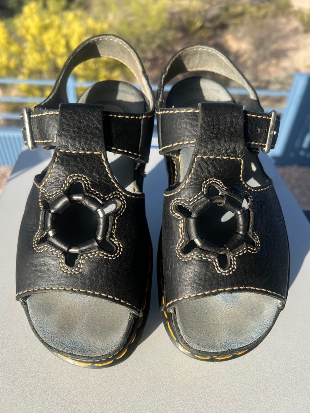 Dr. Martens Black Leather Open-Toe Sandals